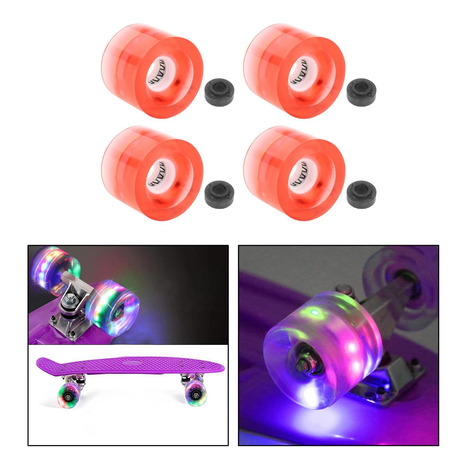 4Pack Light up Skateboard Wheels Longboard Repair Maintenance Wheel Red