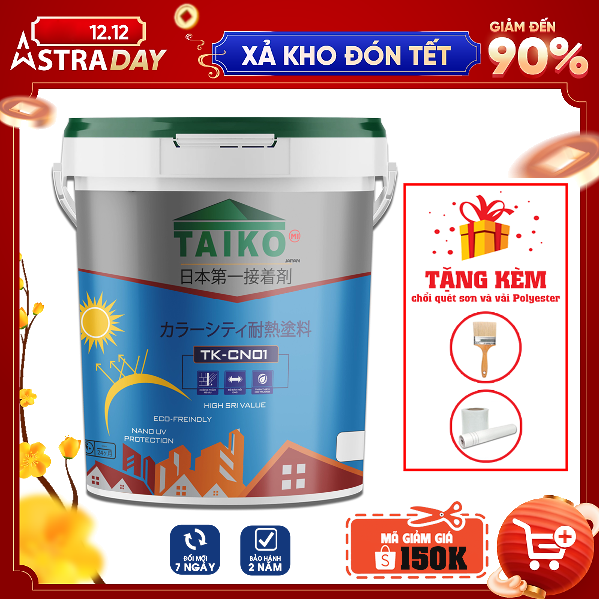 Sơn Chống Nóng Taiko CN01 / Sử Lý Bề Mặt Tường Nhà, Mái Tôn, Kim Loại Tấm Lợp Fibro