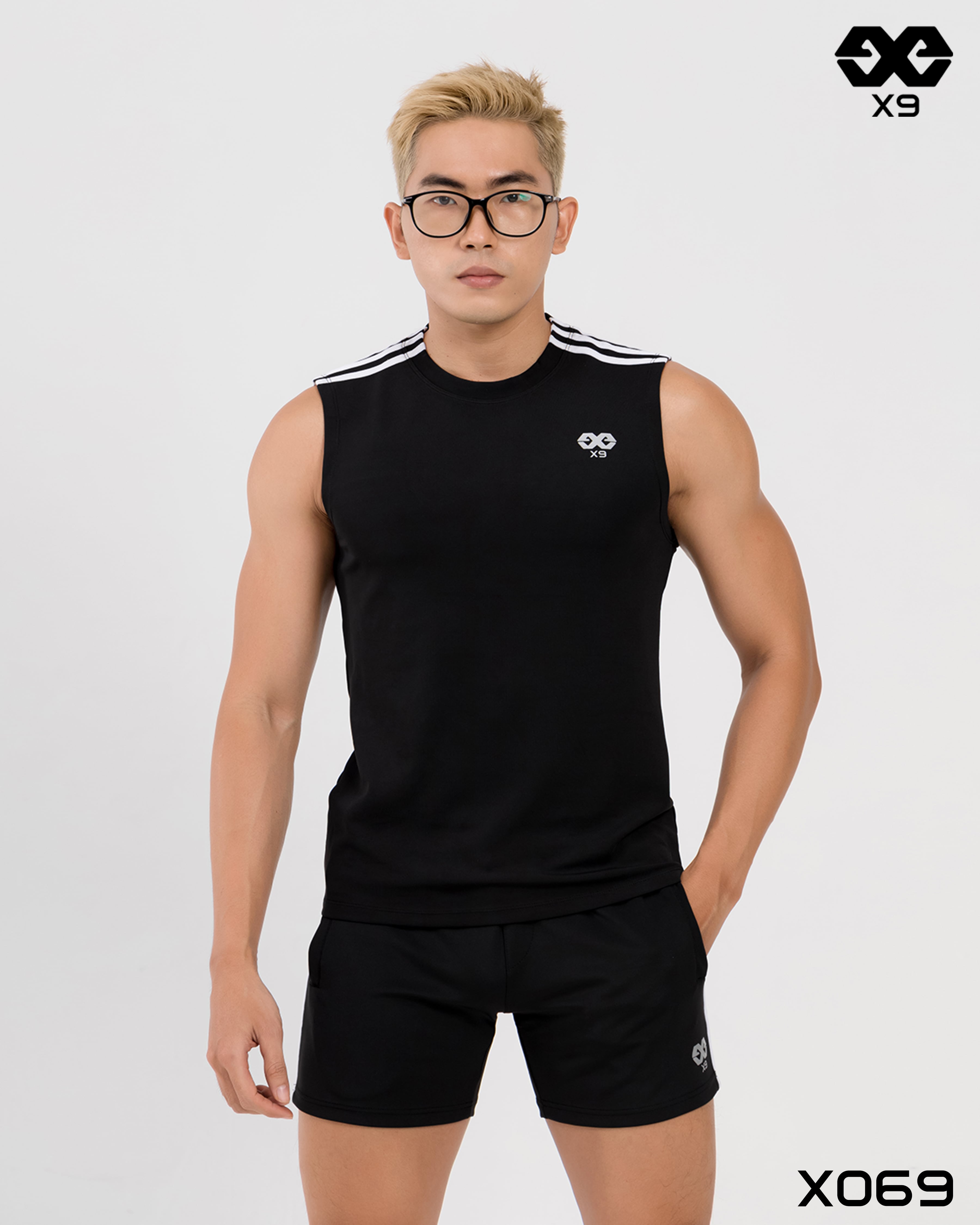 Áo Thun Nam Thể Thao 3 Sọc Vai Tập Gym Chạy Bộ Áo Tanktop Ba Lỗ Cao Cấp - X069 - X9 Sportswear