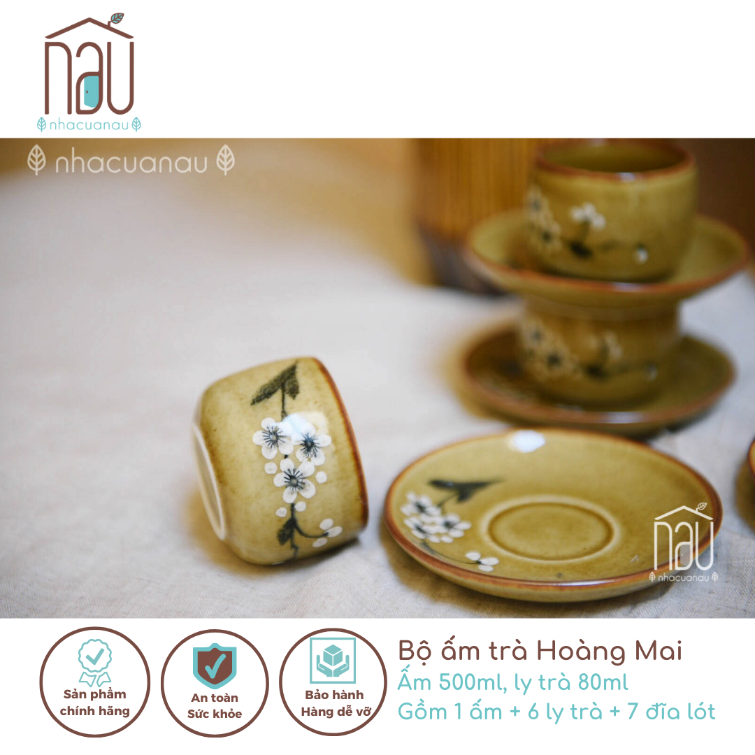 Bộ Ấm Chén trà, bộ bình trà Hoàng Mai sang trọng – Men Hỏa Biến độc đáo - Gốm sứ cao cấp truyền thống Bát Tràng