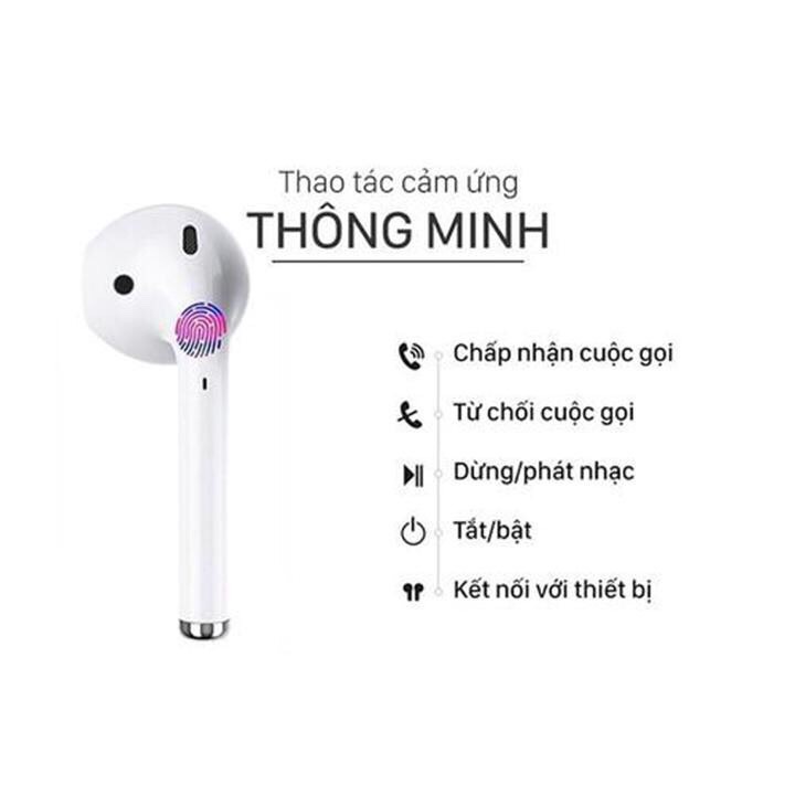 Tai nghe bluetooth không dây i12 TWS 5.0, thiết kế nhỏ gọn, chất lượng âm thanh nổi HIFI, chức năng giảm tạp âm - Hàng nhập khẩu