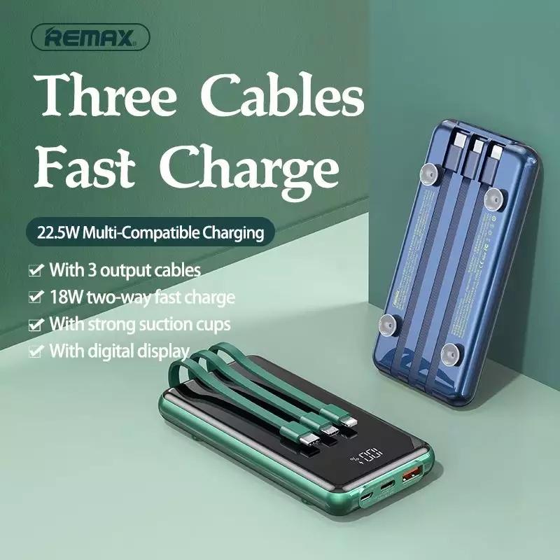 Pin dự phòng sạc nhanh Remax RPP-218 dung lượng 10000mAh QC và PD 22.5W - tích hợp 3 dây sạc thông dụng - Hàng Chính Hãng