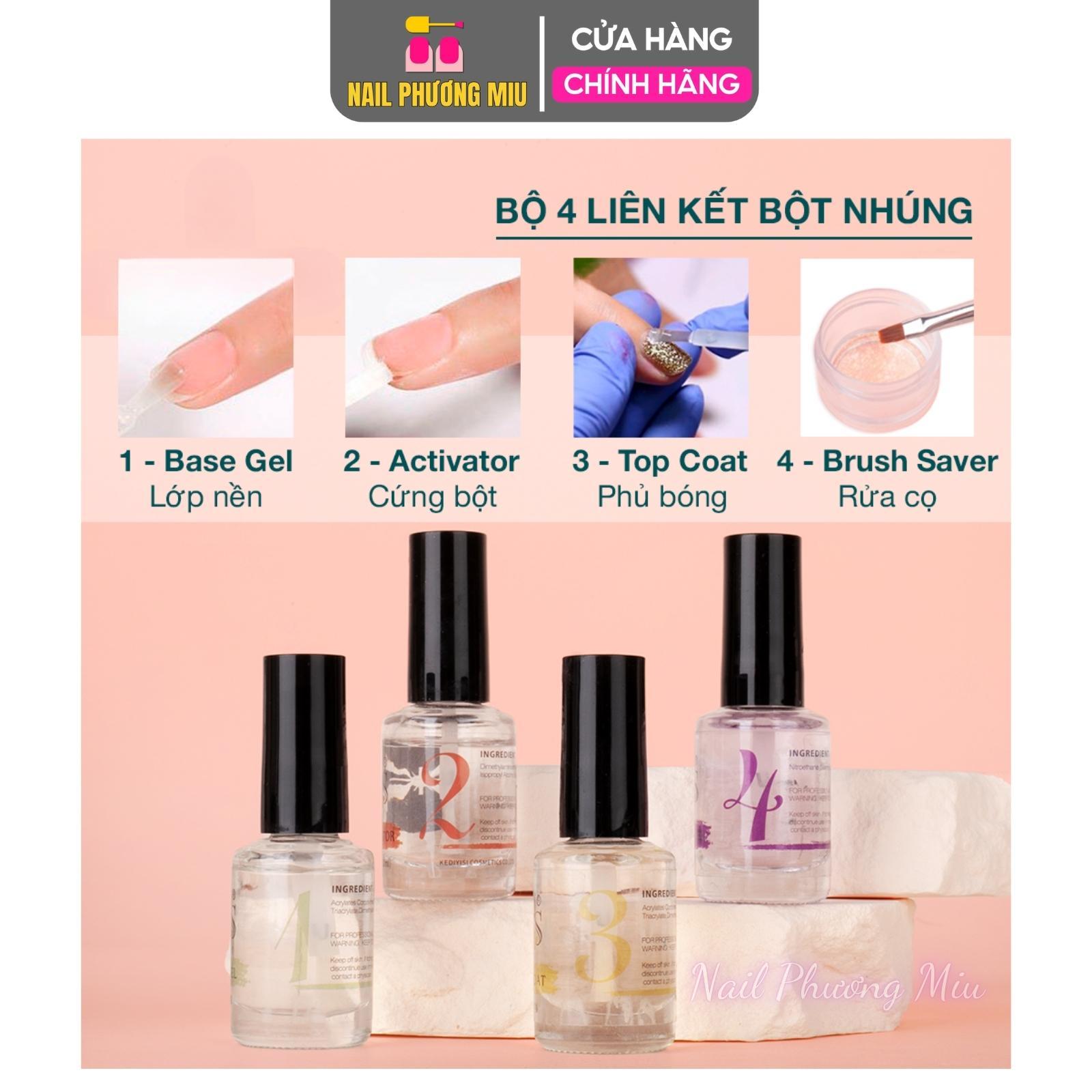 Dung Dịch Nhúng Bột KDS Base Không Cần Hơ Đèn Dung Tích Chai - Bột nhúng KDS Base gel, Activitor, Top: 15ml/chai