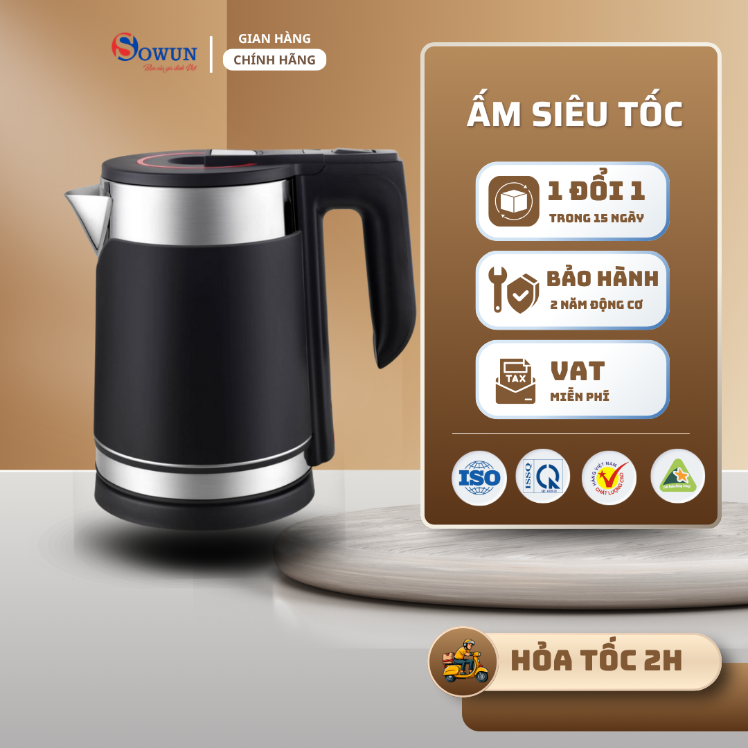 Ấm điện siêu tốc Sowun SW 1627 -  Hàng chính hãng