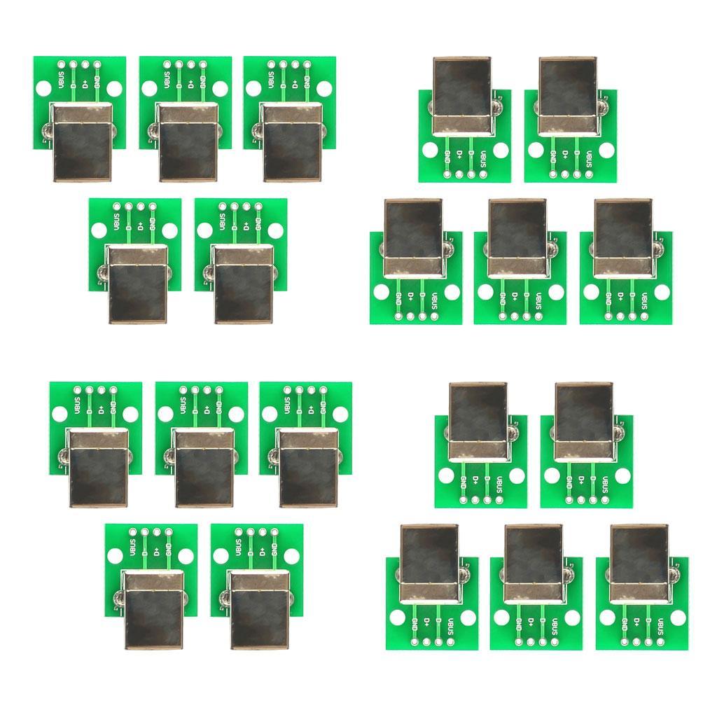 20 Pieces USB Type B Female Socket Breakout Board to DIP Connector For Printer Accessory