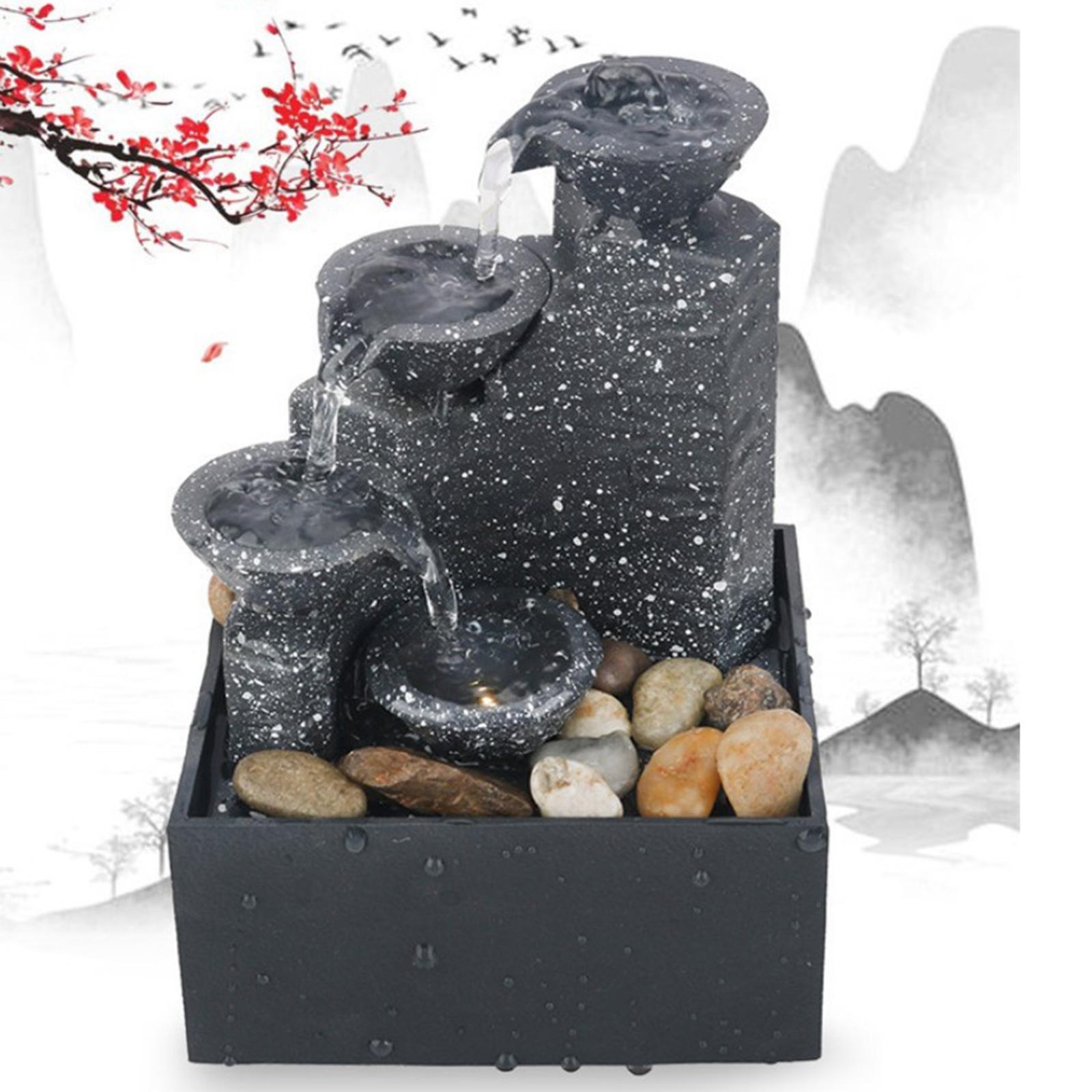 2xWaterfall Scene Tabletop Feng Shui Meditation Waterfall Fountain Decor