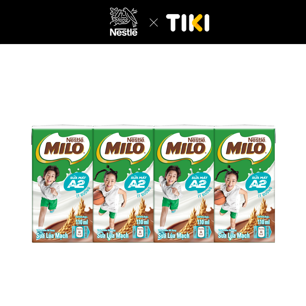 Lốc 4 hộp Milo Sữa Mát A2 110ml
