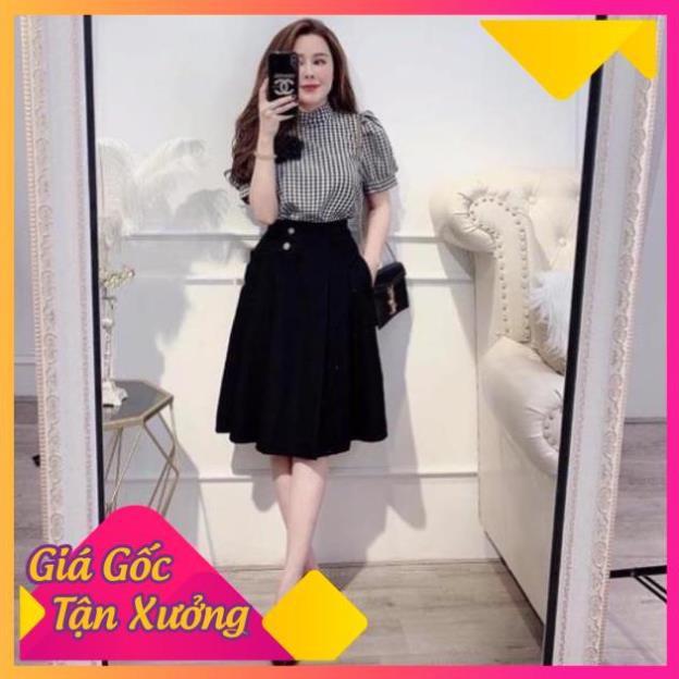 CHÂN VÁY XOÈ 2 CÚC MIDI CHẤT TUYẾT MƯA ĐỨNG FROM KHÔNG XÙ LÔNG THỜI TRANG BANAMO FASHION CHÂN VÁY XÒE 2 CÚC MIDI 534