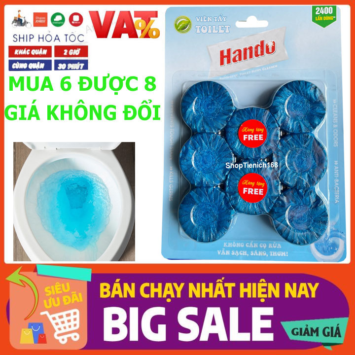 [MUA 6 ĐƯỢC 8 GIÁ KHÔNG ĐỔI] Vỉ 6+2 viên tẩy tự động làm sạch và làm thơm bồn cầu Hando