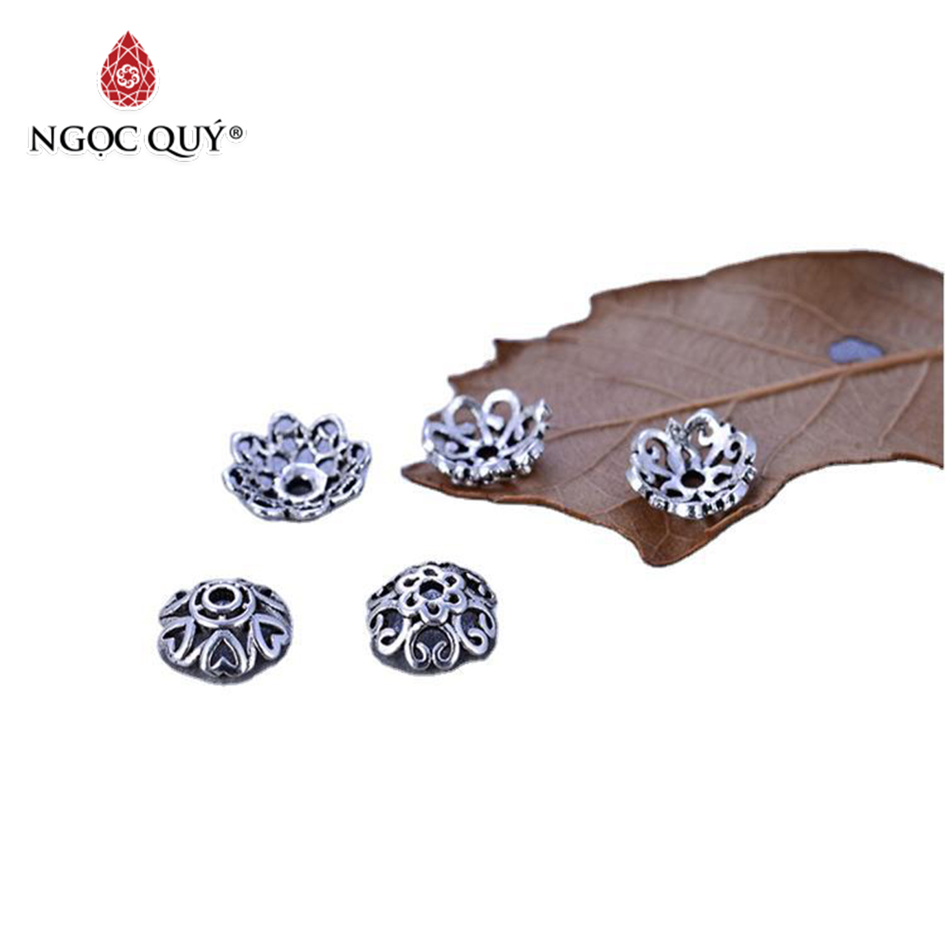 Charm bạc chụp hạt họa tiết - Ngọc Quý Gemstones