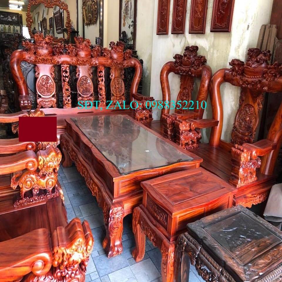 Bộ bàn ghế Tam Sư Nghê Ba Đầu gỗ Hương Đá