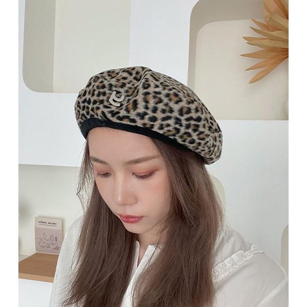 Mũ nồi nữ beret lông da beo cá tính phong cách Hàn Quốc thời trang Thu Đông 2021 SAIGON HAT