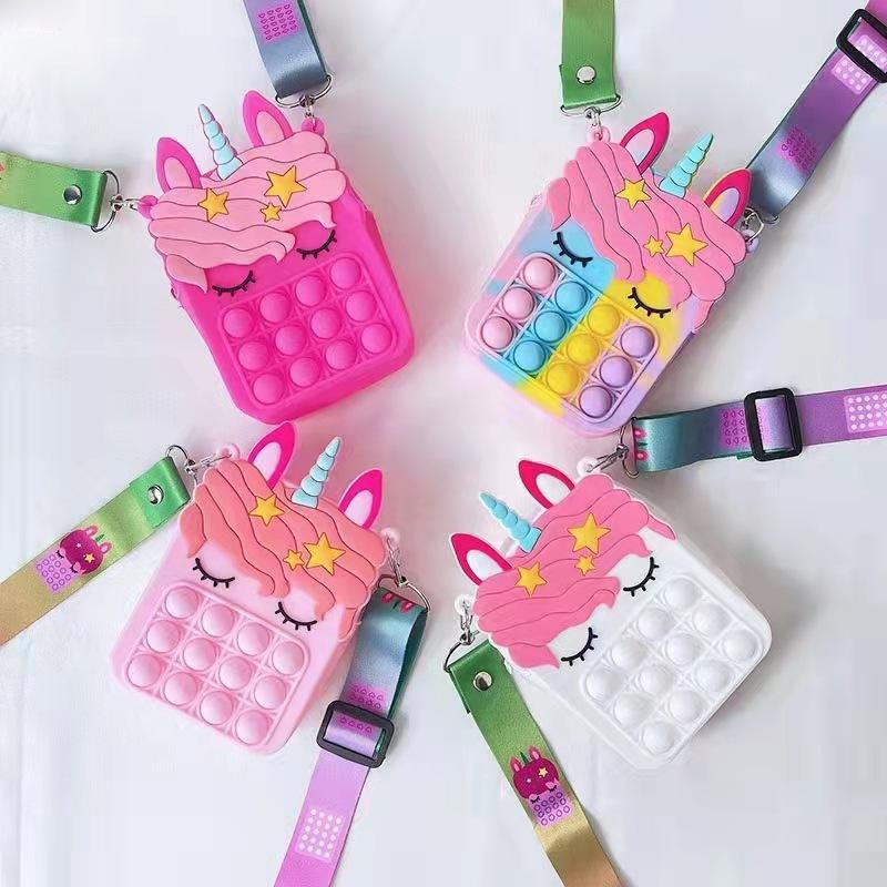 Túi Pop It MINI đeo chéo silicon ngựa Pony dễ thương phong cách Hàn Quóc cho bé gái