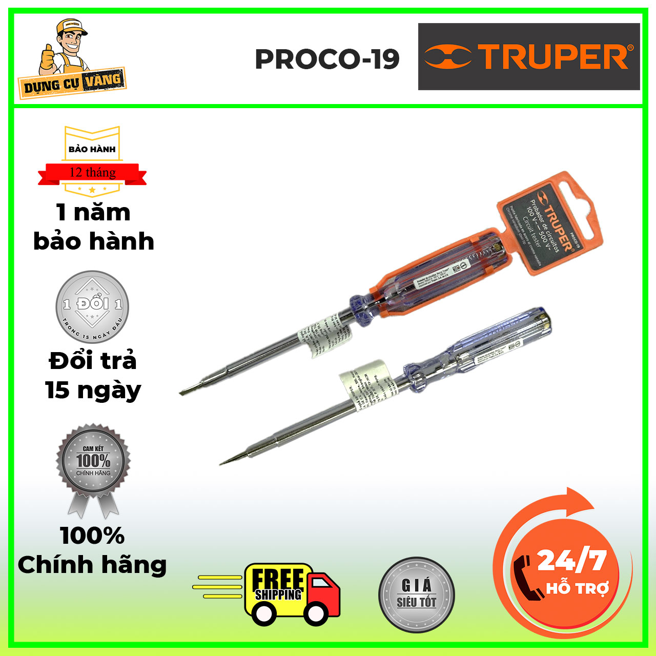 Tua vít,Bút thử điện 178mm Truper PROCO-19