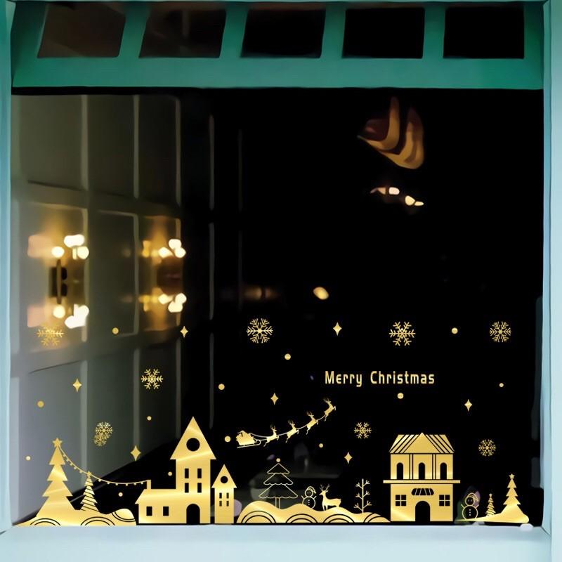 Decal trang trí Noel - Thành phố Ánh vàng cao cấp