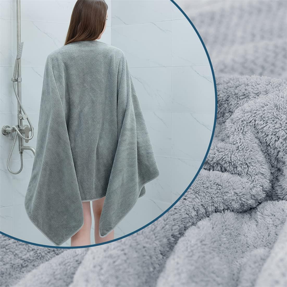 Khăn Tắm, Khăn Tắm Lớn Khăn Tắm Microfiber Khăn Tắm Siêu Thấm, Xám - 70 x 140 cm, 1 Mảnh