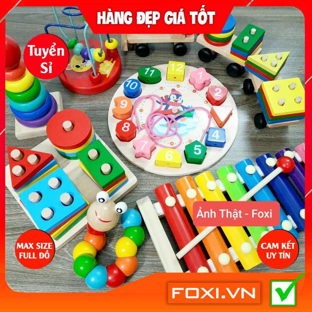 COMBO Đồ Chơi Gỗ Foxi-Đồ chơi trẻ em thông minh-xâu hạt làm toán Montessori-tay khéo léo-siêu rẻ