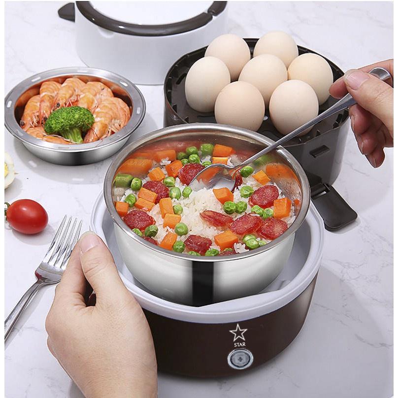 Hộp Đựng Cơm Hâm Nóng Cắm Điện 3 Tầng, Cặp Lồng Cơm Giữ Nhiệt, Hâm Nóng Thức Ăn, Lõi Inox Cao Cấp