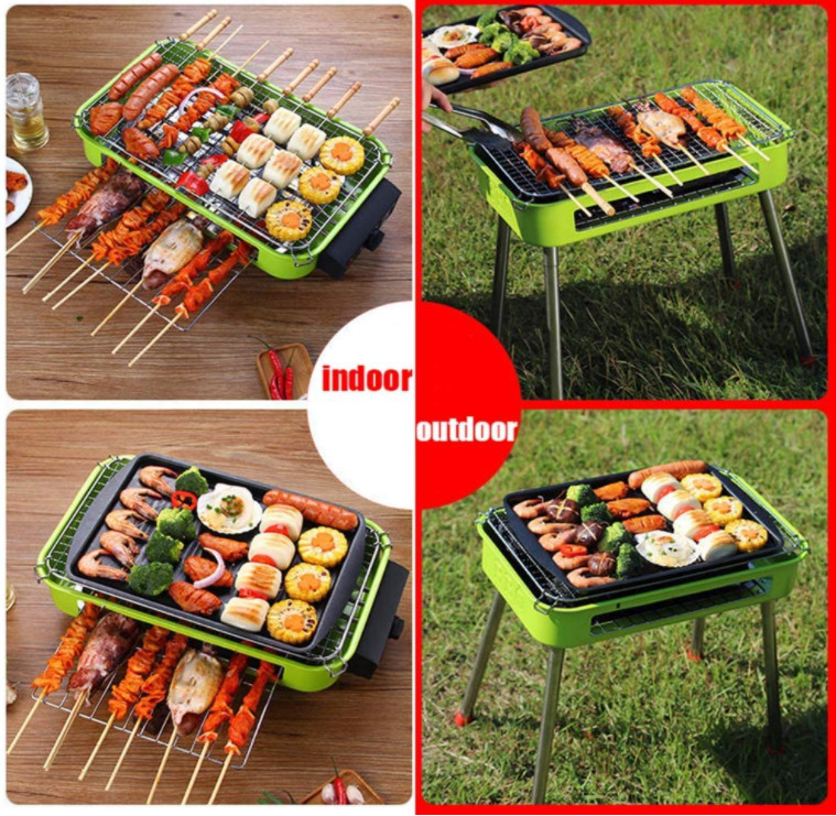 Lò nướng điện và than tích hợp 2 trong 1 điều chỉnh nhiệt Electric BBQ Grill