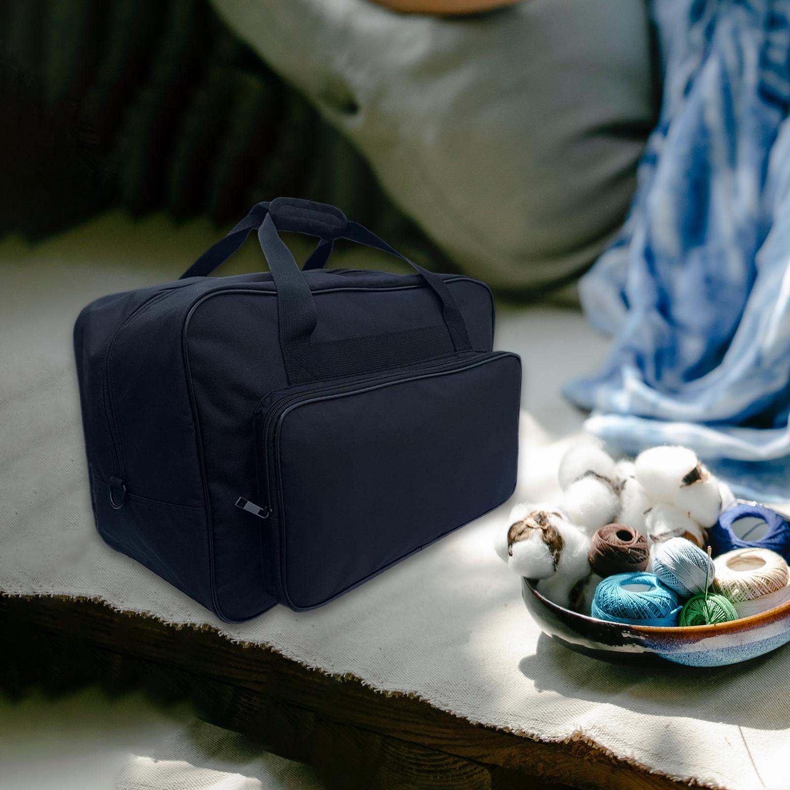 Black Sewing Machine Storage Bag Tote Shoulder Bag Portable Carrying Case Universal Oxford Cloth Travel Compatible with Most Sewing Machines