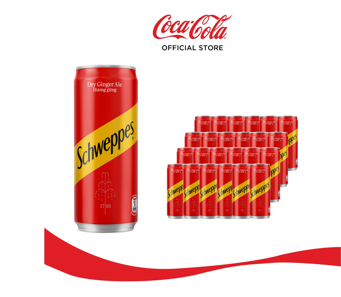 Lốc 24 lon Nước Giải Khát Có Gas Schweppes Dry Ginger Ale 320ml/Lon Sale 4.4 Coca-Cola Official Store