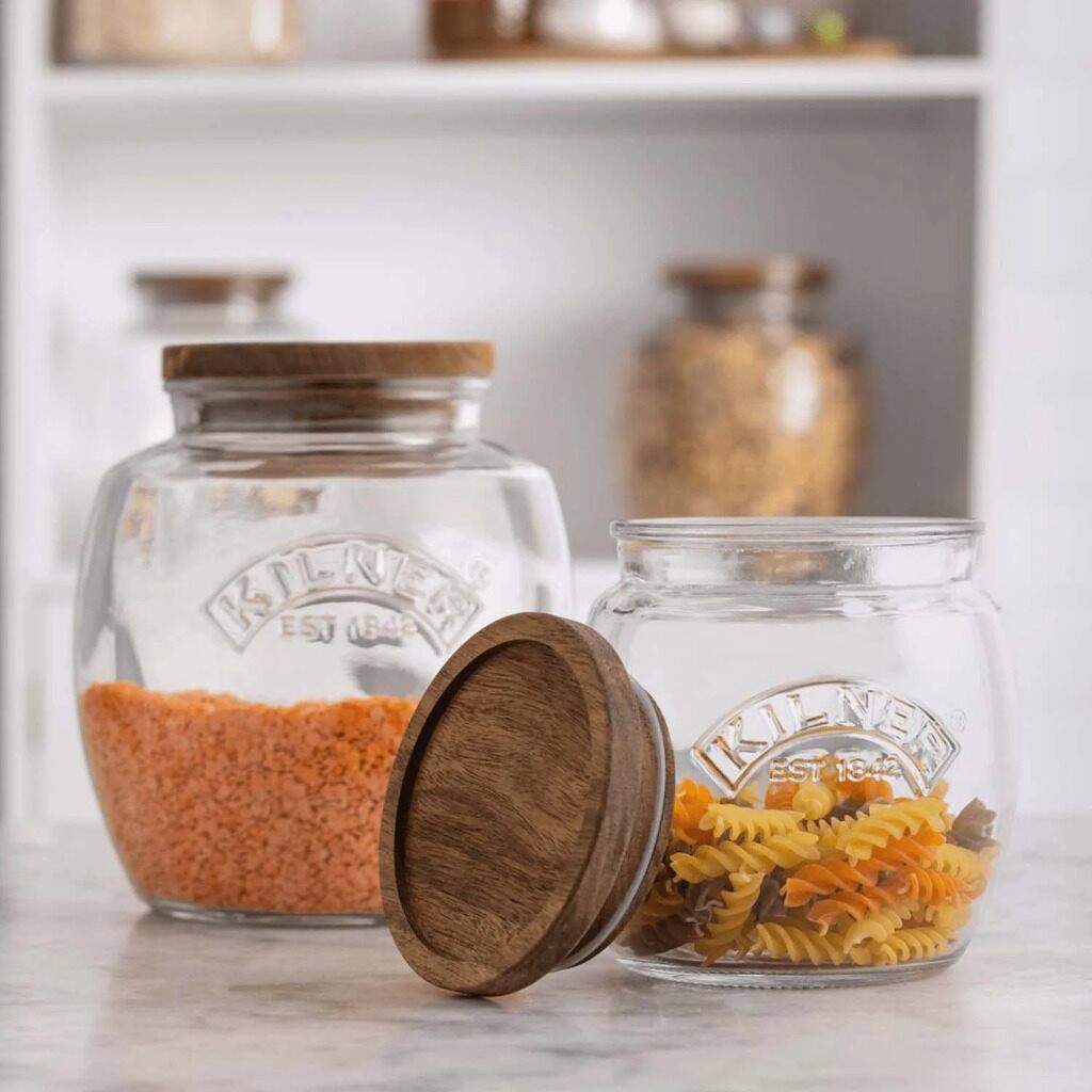 Kilner - Hũ thủy tinh bầu nắp gỗ Acacia - 0.85L/2L