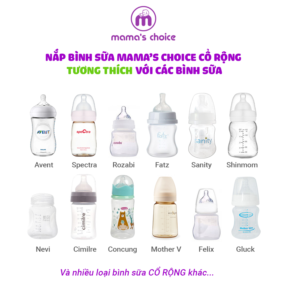 Nắp Bình Sữa Mama's Choice, Tương Thích Với Bình Trữ Medela, Spectra, Avent, Unimom, Rozabi, Cimilre, Fatz, Ameda, Dr. Brown, Real Bubee,BioHealth