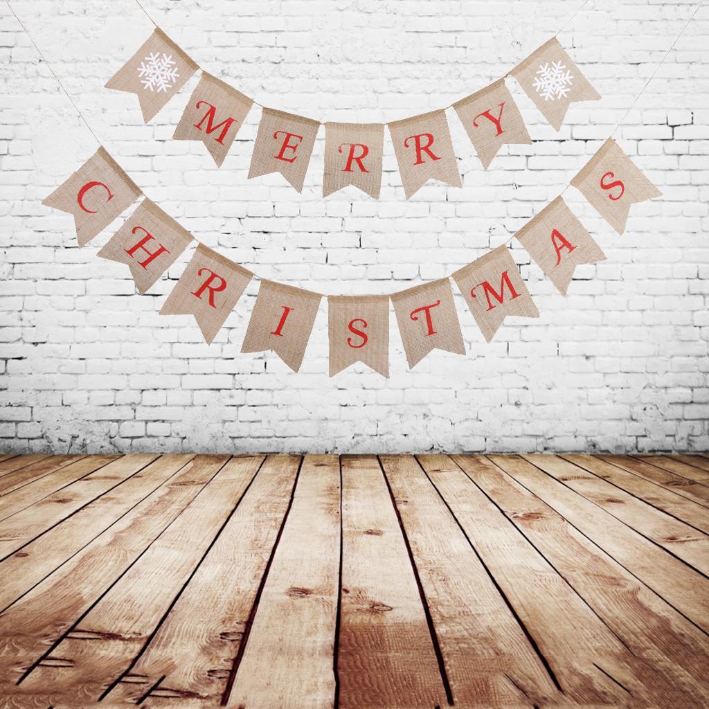Burlap Bunting Xmas Banner Merry