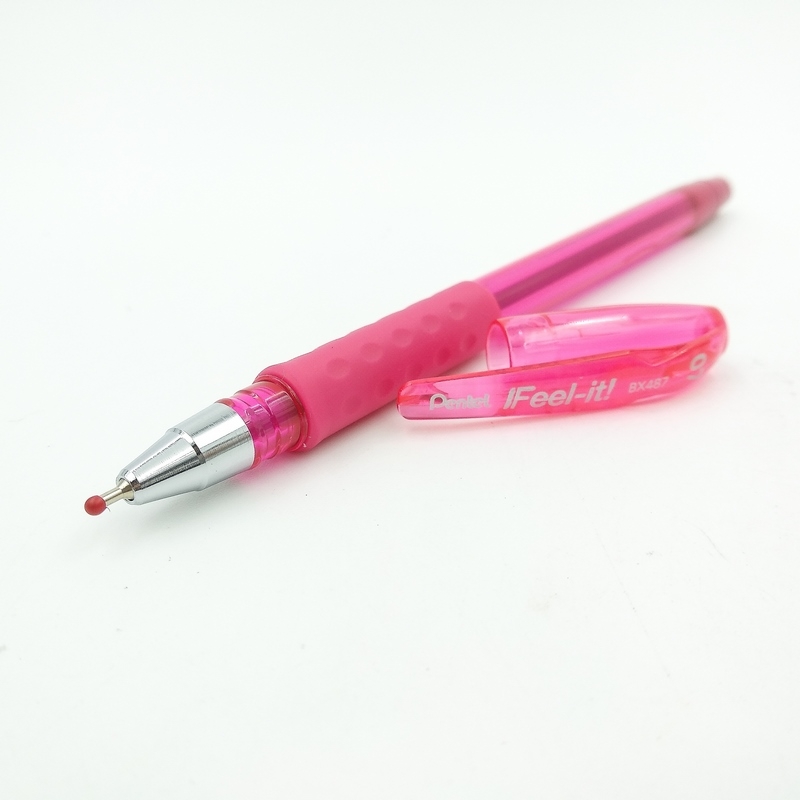 Bút Bi Nắp Đậy Pentel 0.7 BX487P - Màu Hồng