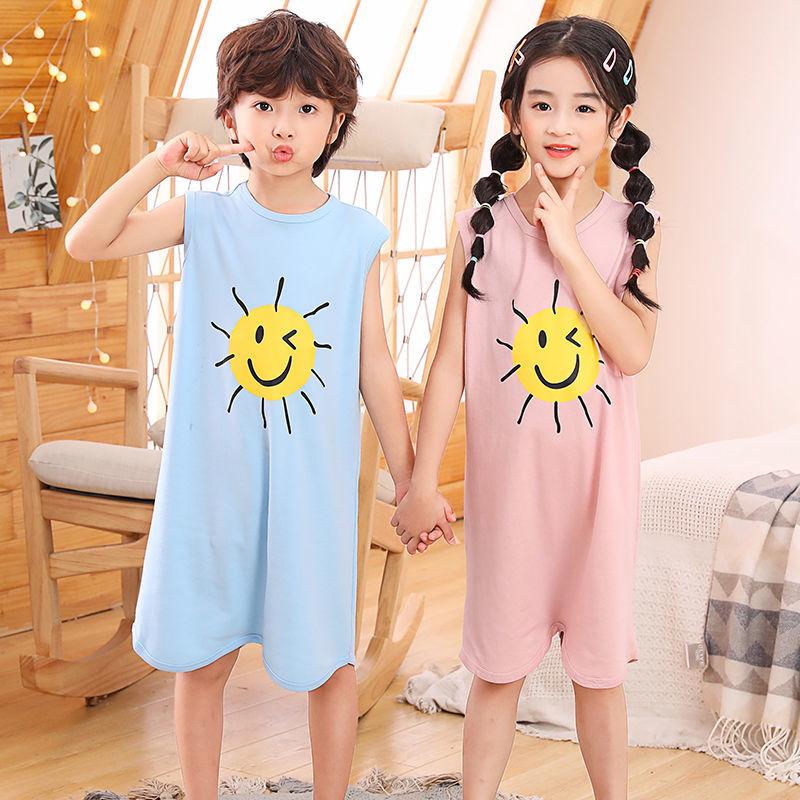 Trẻ Em Bộ Đồ Ngủ Onesie Cotton Thun Tay Ngắn Bé Trai Bé Gái Túi Ngủ Trẻ Em Khủng Long Homewear Đồ Ngủ Quần Áo Liền Quần