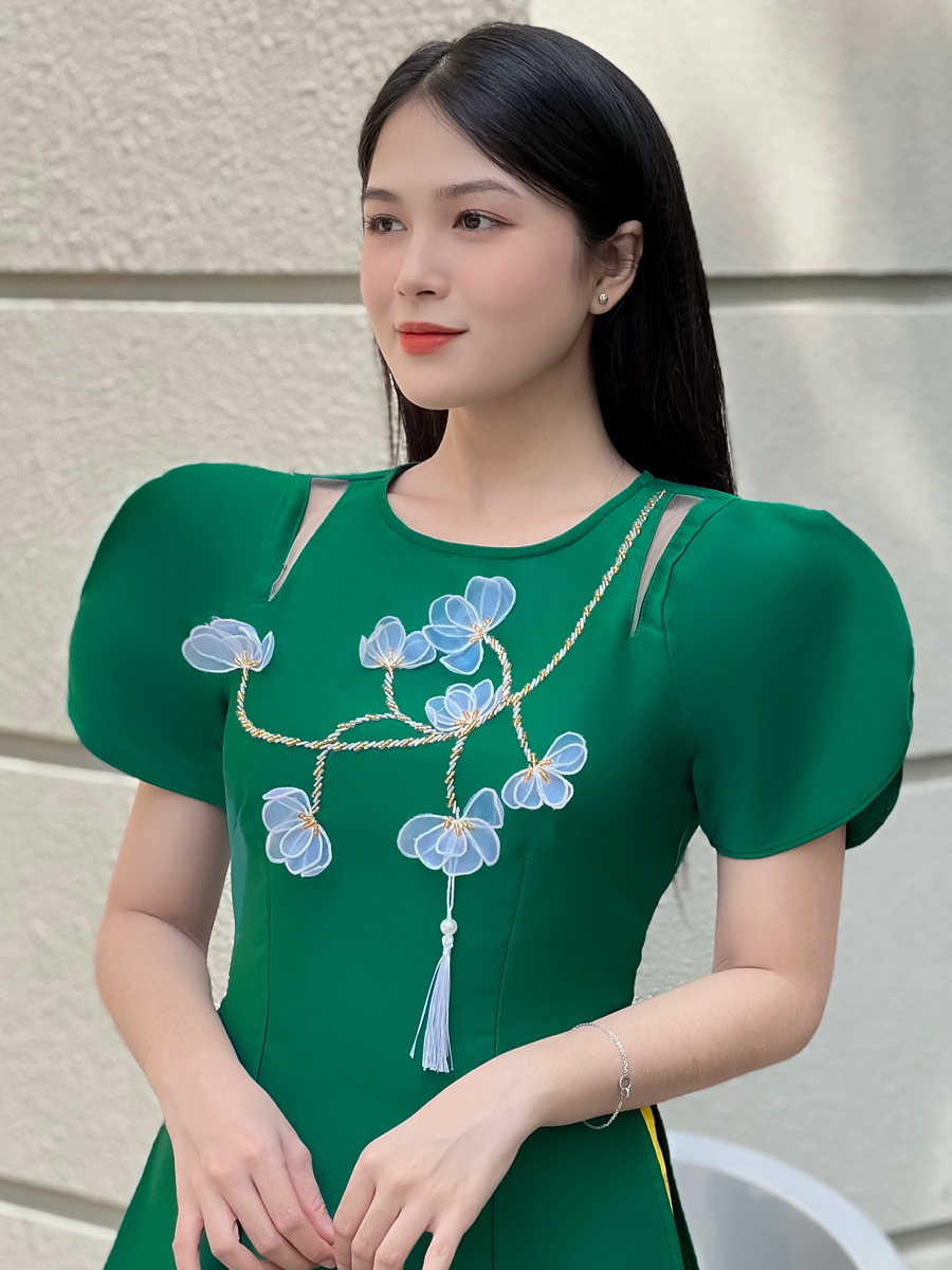 [HCM] Áo dài tapta thun kết hoa xinh xỉu AD032 - Khánh Linh Style