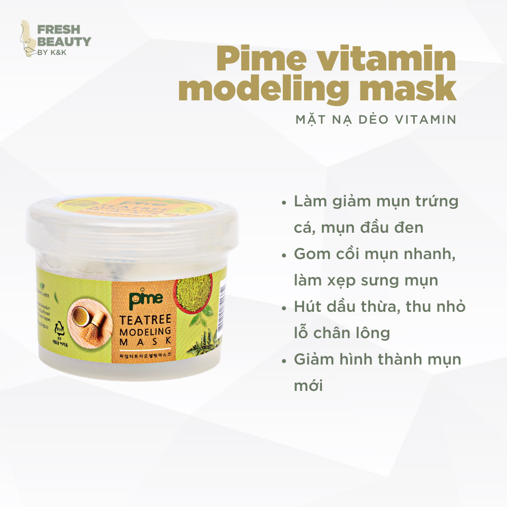 Mặt nạ dẻo trà xanh PIME Tea Tree Mask giảm viêm mụn, hút và kiềm dầu, làm sáng da  25g