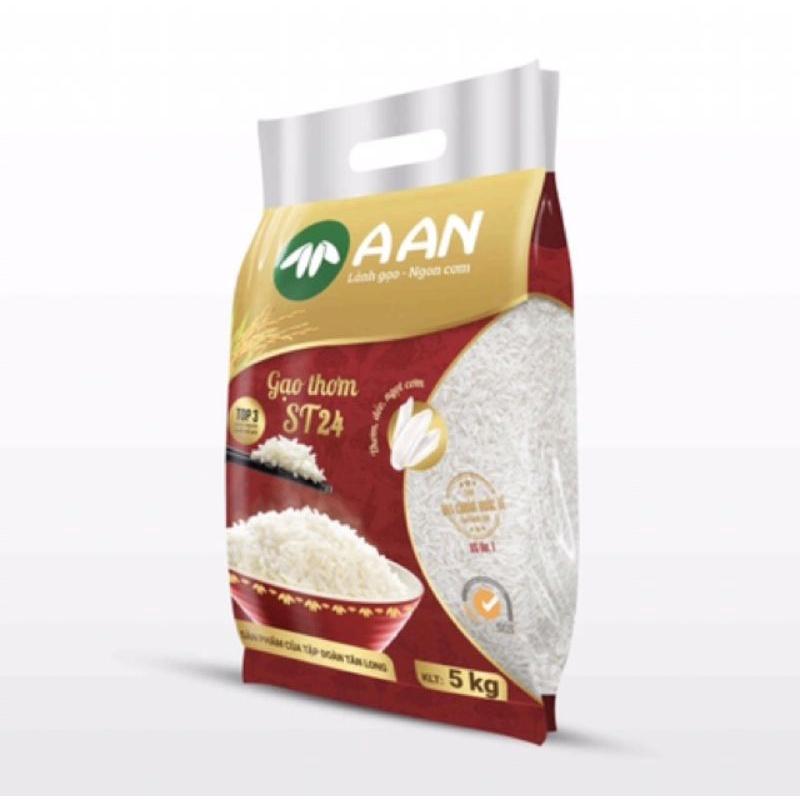 Gạo thơm, dẻo A An ST24 túi 5kg Gạo đặc sản Sóc Trăng