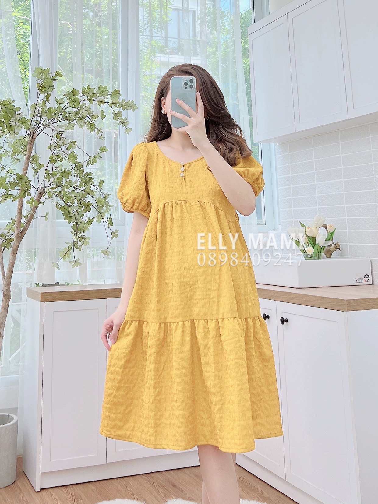 Đầm Bầu , Đầm Suông Babydoll Khuy  Thiết Kế Cao Cấp ( Kèm Ảnh Thật )