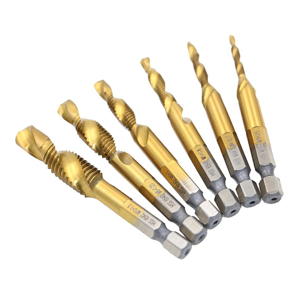 6 Piece Tap Drill Set Tap Drill Combo Deburr Countersink Bits