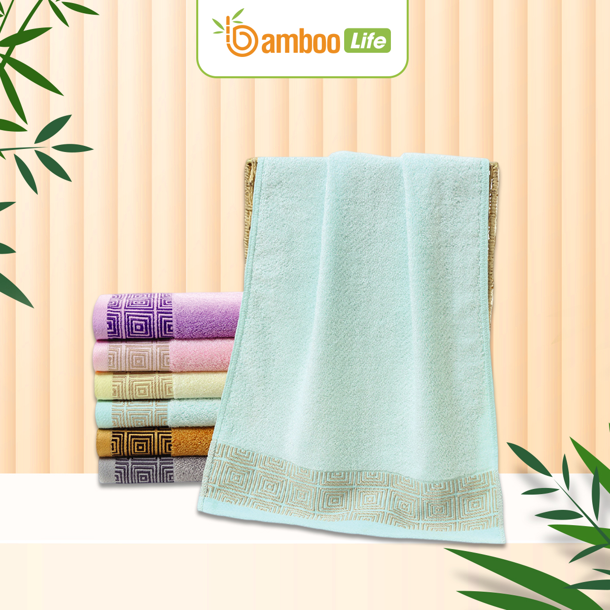 Khăn tắm sợi tre Bamboo Life hàng chính hãng Khăn lau người mềm mại kháng khuẩn siêu thấm hút an toàn cho da ngay cả với trẻ sơ sinh BL046 – Xanh dương-140×70 cm