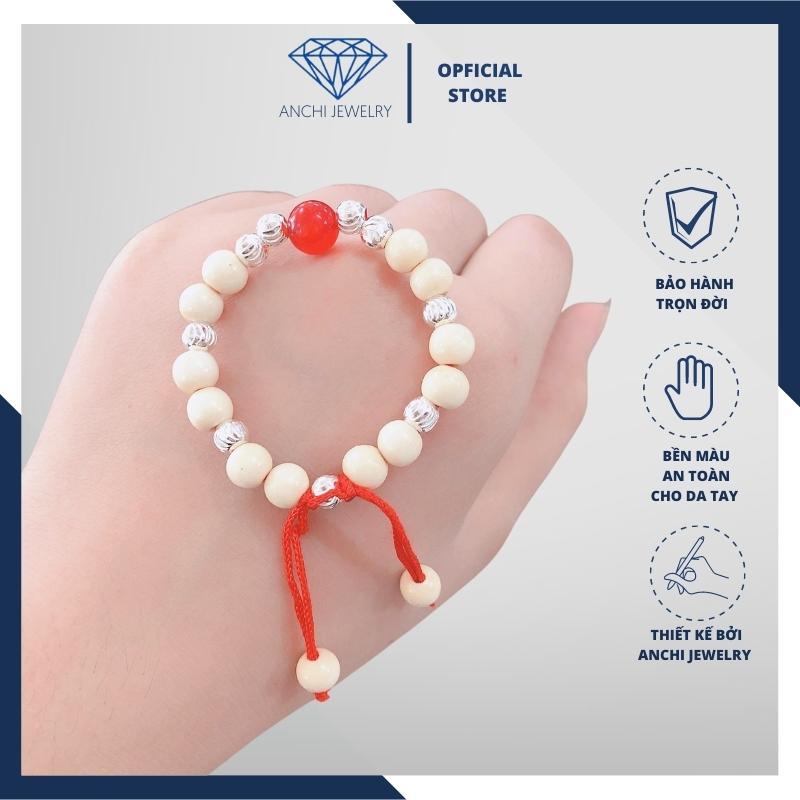 Vòng dâu tằm bi bạc đá phong thủy cho bé, người lớn đều đeo được, trang sức Anchi jewelry