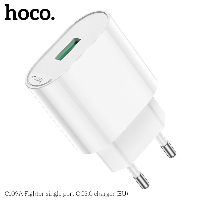 Cóc Sạc Nhanh Dành Cho Hoco C109A 18W Qc3.0 Chân Cắm Eu 1 Cổng Usb Hàng Chính Hãng