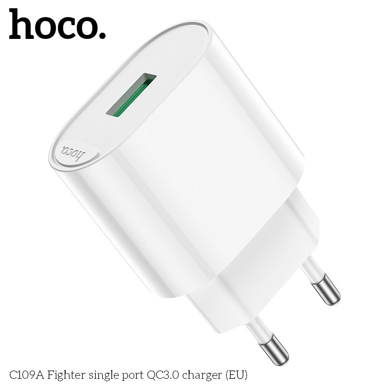 Hình ảnh Cóc Sạc Nhanh Dành Cho Hoco C109A 18W Qc3.0 Chân Cắm Eu 1 Cổng Usb Hàng Chính Hãng