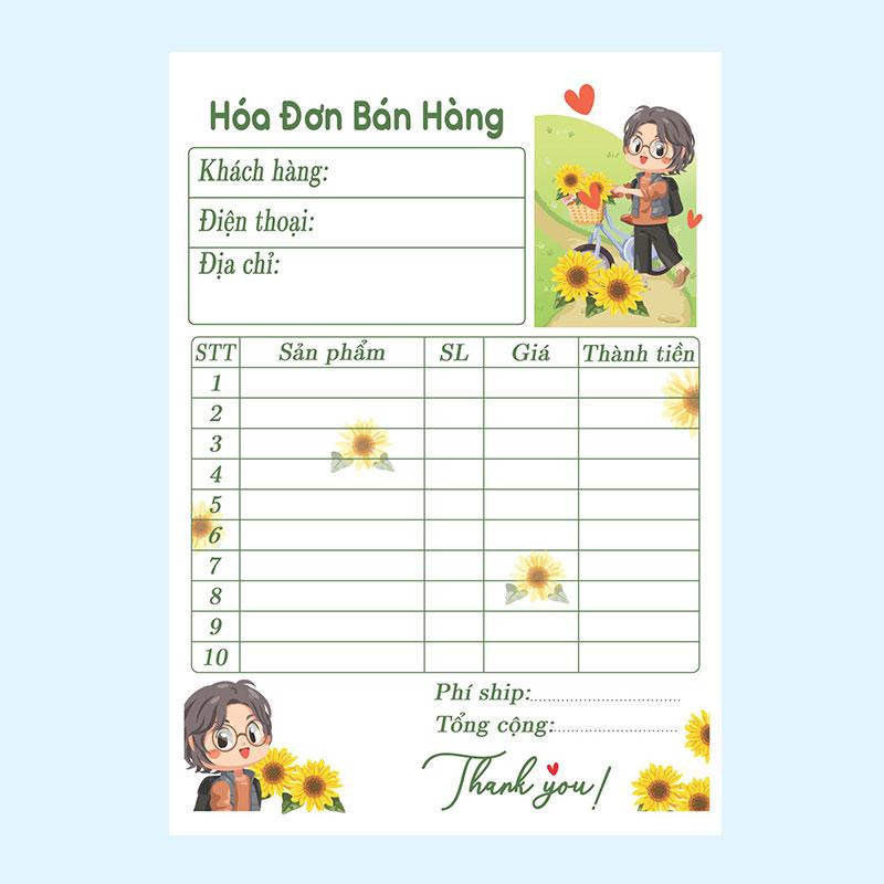 [Siêu dễ thương] SET 50 Tờ hóa đơn bán hàng nhiều màu sắc siêu xinh kích thước 15 x 20 cm