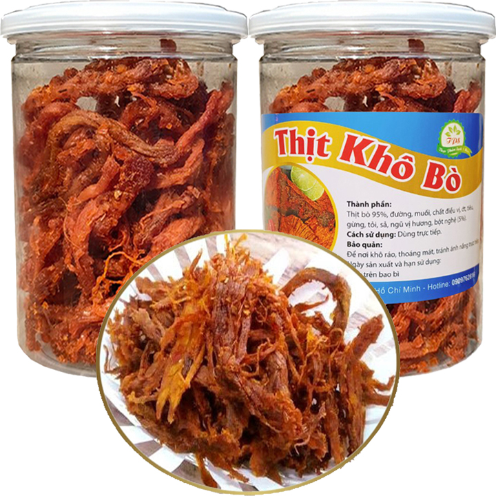 Khô bò sợi thơm ngon chất lượng - Hũ 300g nắp nhôm