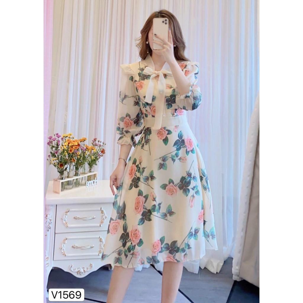 ĐẦM HOA NƠ PHỐI VOAN,THIẾT KẾ HỌA TIẾT HOA VÔ CÙNG SANG TRỌNG,ĐẶC BIỆT LÀ CHẤT LIỆU VÃI THOÁNG MÁT THỜI TRANG KME.STORE
