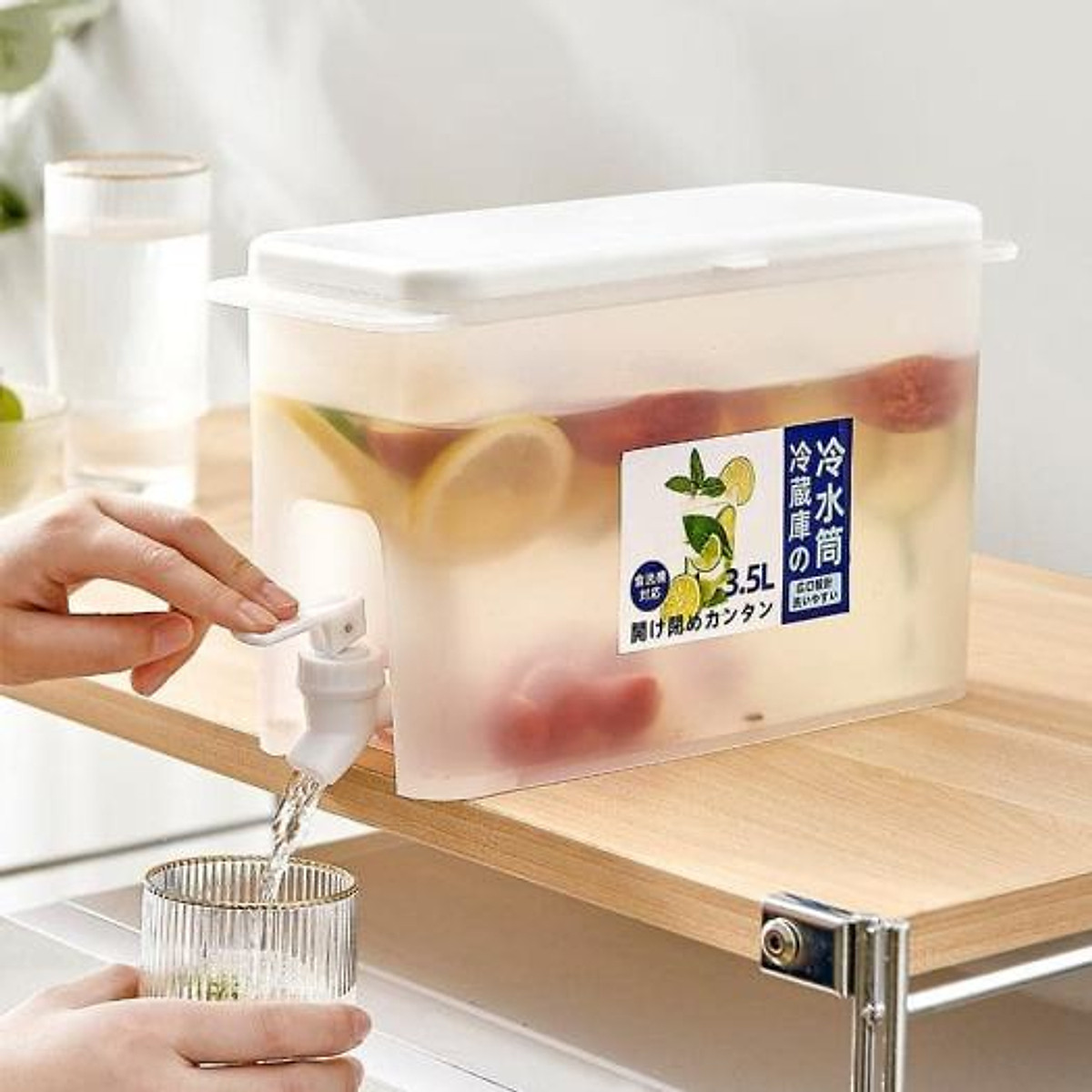 Bình Đựng Nước Có Vòi 3,5L Để Trong Tủ Lạnh Tiện Lợi Đa Năng Ngăn Nắp Loại 1 - Hàng Chính Hãng MINIIN