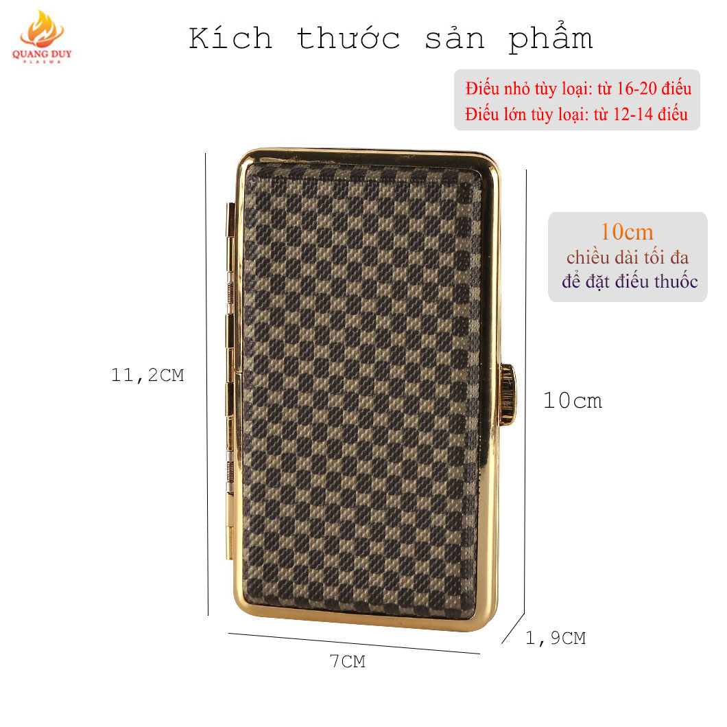 Hộp đựng thuốc la 20 điếu dài nhôm bọc da sang trọng