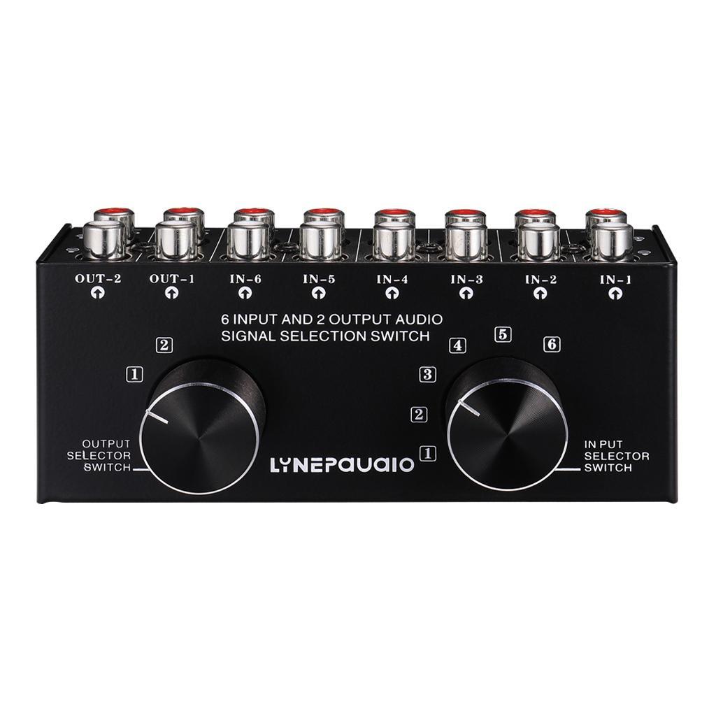 1PCS 2 Port Input 6 Output Video Audio AV RCA Switch Switcher Selector Box