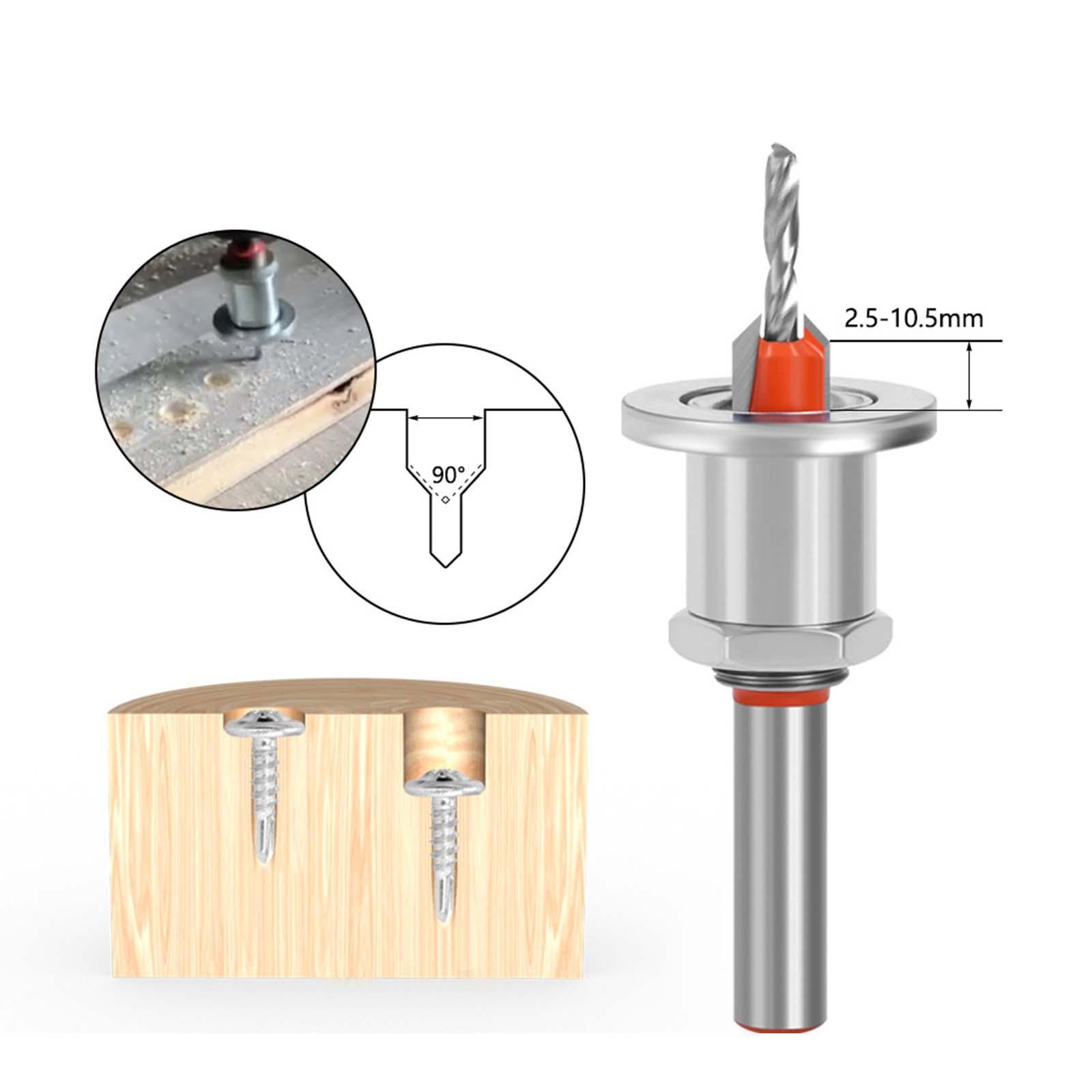 Woodworking Drill Bit Countersink Adjustable Round Steel for Drilling