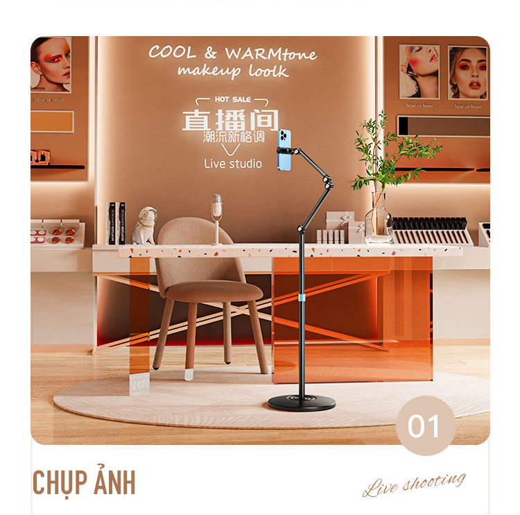 Giá đỡ cho iPad để sàn livestream, giải trí, chụp ảnh đa năng Zaki - Hàng Chính Hãng