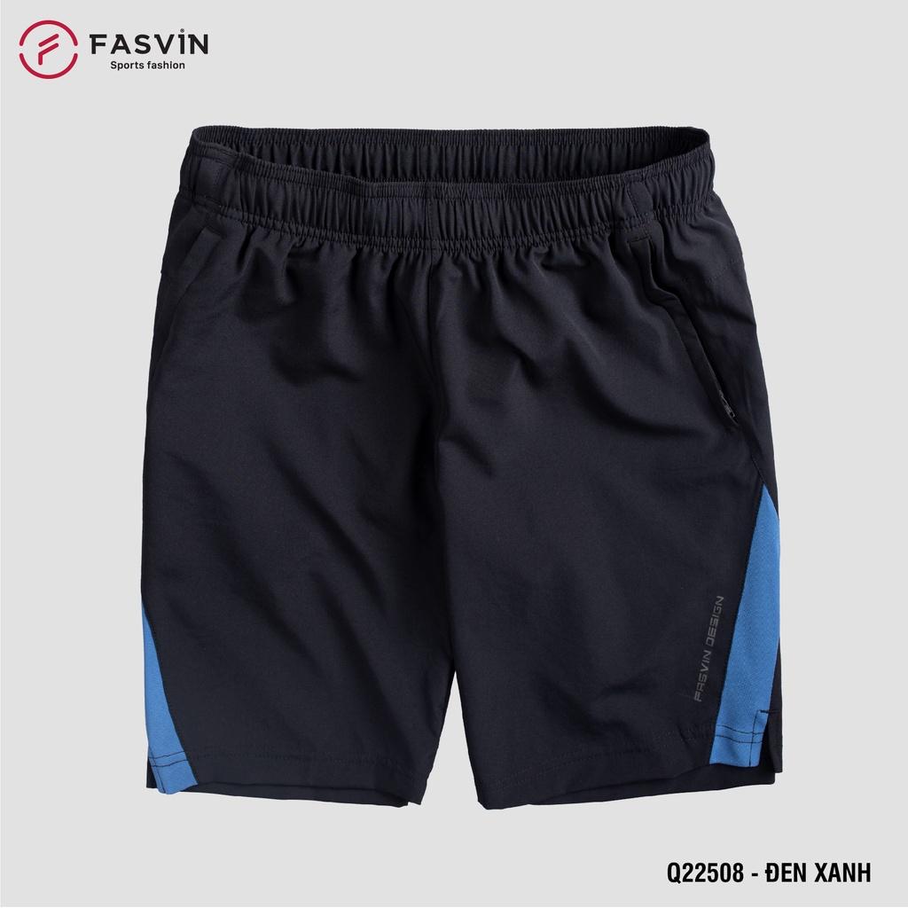 Quần Đùi Nam FASVIN Vải Gió Nhẹ Mát Hàng Nhà Máy Chất Lượng Cao Thể Thao Hay Mặc Nhà Q22508.HN – Đen xanh.508 – Size 4  64 – 72kg