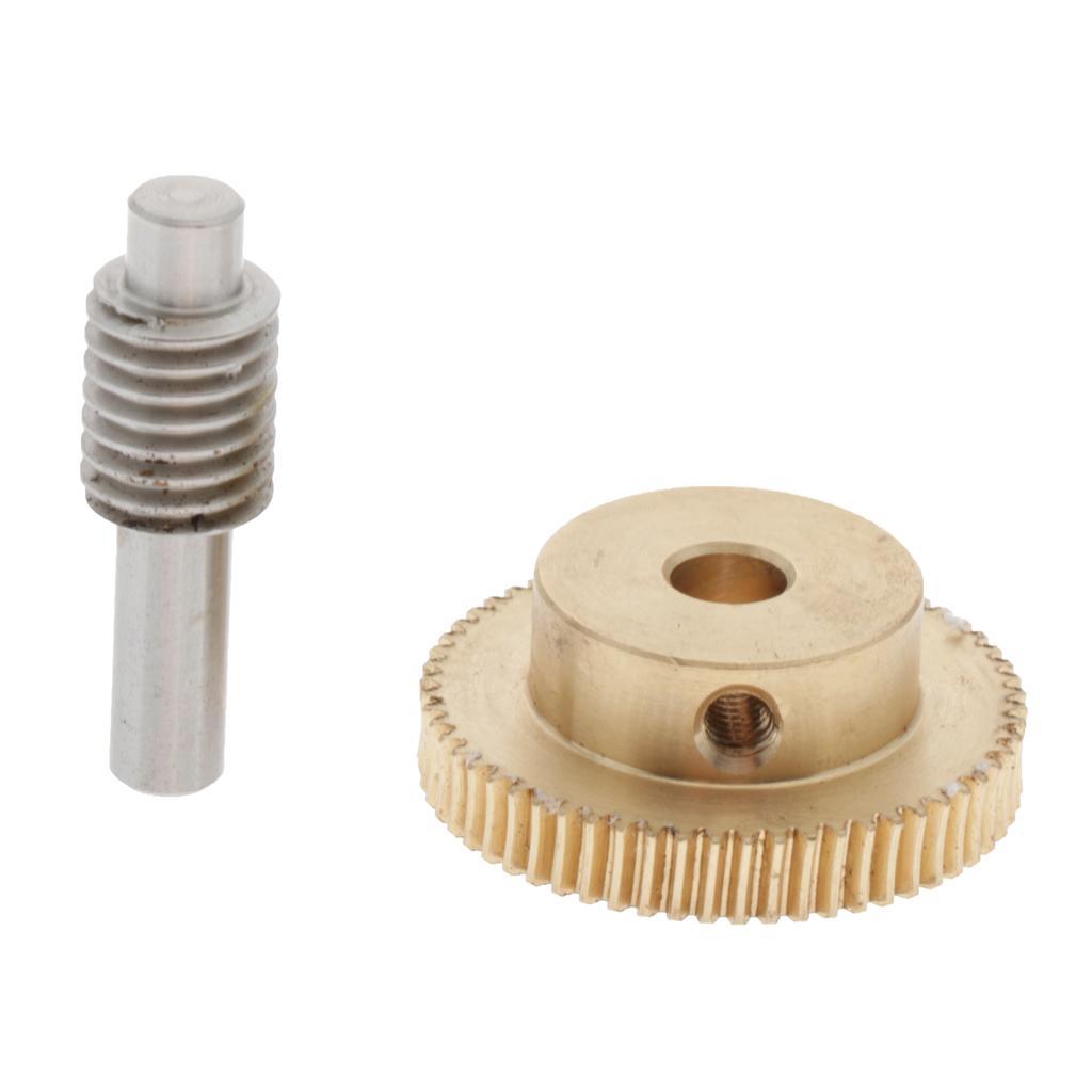 0.5 Modulus Brass Worm Gear Wheel 60 Tooth + Steel Gear Shaft Set 2X