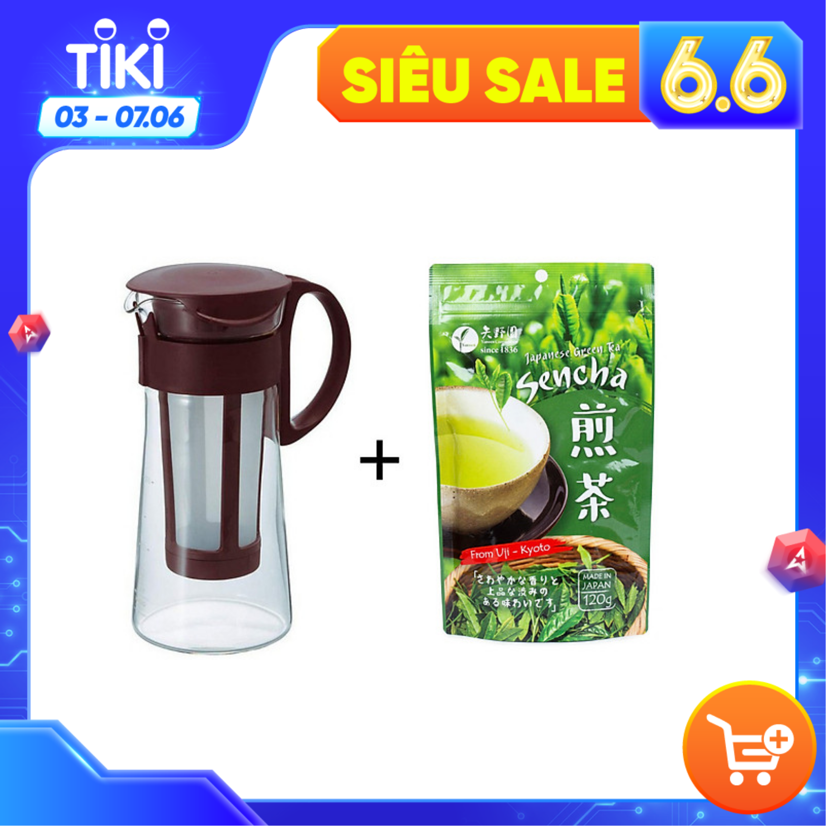 [Combo Cold Brew] Bình Trà Cà Phê Cold Brew Hario 600ml + Trà Xanh Sencha Yanoen 120g, Pha Trà Cà Phê Ủ Lạnh, Pha Nóng, Tiện Lợi Tiết Kiệm